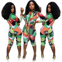European And American Women's New Fashion Print Jumpsuit