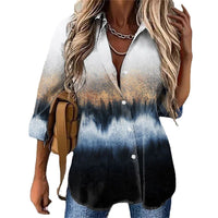 Spring NEW Long Sleeve Lapel Print Women's Shirt