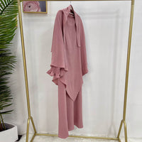 Dubai Turkey Solid Color Dress With Headscarf