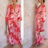 Women's Casual Backless Print Jumpsuit