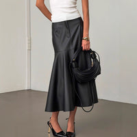Womens Elegant High-waisted PU Skirt