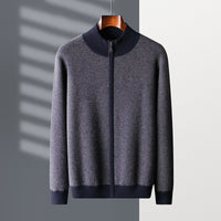 Cashmere Thickened Men's Half Turtleneck Zipper Knitted Cardigan