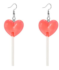 Personalized Candy Color Lollipop Heart-shaped Long Hand-made Ear Hooks