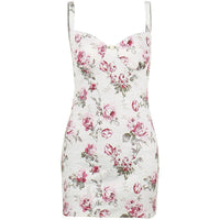 Womens Floral Print Deep V-Neck Suspender Dress