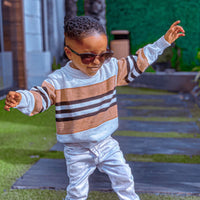 Boys' Fashion Simple Crystal Mink Velvet Round Neck Sweater