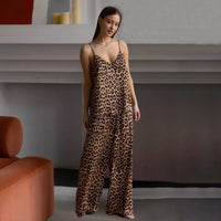 Womens Leopard-Print Camisole And Pants Pajama Set