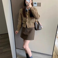 Solid-color Soft Chewy Braided Knit Cardigan For Women Autumnwinter
