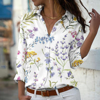 Digital Printing Women's Fashion Plus Size Lapel Long Sleeve Shirt