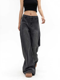 High Waist Straight Jeans Loose Wide Leg Pants