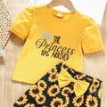 Solid Color Round Neck SUNFLOWER Short Sleeve Top Clothes