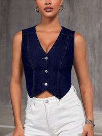 Womens V-neck Denim Vest Top