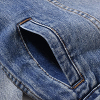 Spring And Autumn Denim Jacket Men's Washed Wear-White Ripped