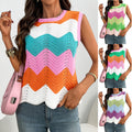 Summer Crew-Neck Knitted Top Dopamine Short Sleeves