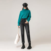 New Thin Velvet Denim Harem Pants Women