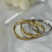 Silver Needle Smooth Letter Large Circular Ear Ring