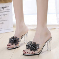 Women's Outdoor Chunky Heel Summer High Heel Transparent Slippers