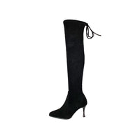 Plush Elastic Stiletto Pointed Toe Over-the-knee High-heeled Boots For Children