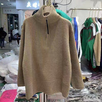 Pullover Thickened Stand Collar Sweater Coat For Women Loose Slimming