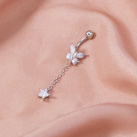 Temperament Micro-inlaid Tassel Long Butterfly Belly Button Nails