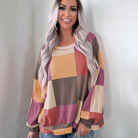Women's Casual Versatile Color-blocked Round Neck Sweatshirt
