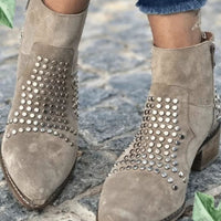 Retro Side Zipper Thick Heel Sequined Rhinestone Large Size Women's Ankle Boots