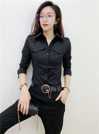 Solid Color Long-sleeved Shirt Women's Younger Shirt