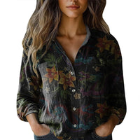 Womens V-neck Printed Blouseshirt