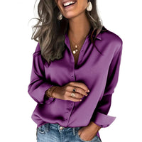 Women's Satin Shirt Long-Sleeve Casual Top