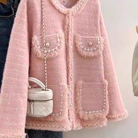 New French-style Chic Knit In Faux Mink Velvet For Spring And Autumn
