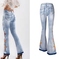 Flared Jeans For Women With Intricate 3D Embroidery In A Heavyweight, EuropeanAmerican Style