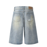 American Painting Splashed Ink Printing Denim Shorts