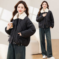 Women's Patchwork Fur Lapel Coat Contrast Color
