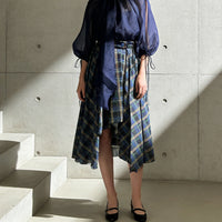 Korean-style Plaid Patchwork Skirt For Women