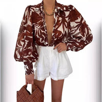 Women's Casual Bottoming Top Long-sleeved Printed Shirt