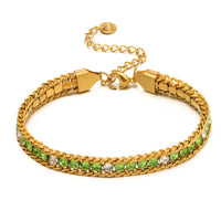 Single-sided Zircon-studded Chain Pearl Bracelet