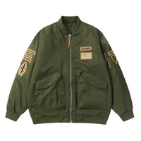 Baseball Uniform Badge Embroidery Sports Loose Casual Zip Coat