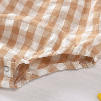 Baby Clothes Girl Sling Pink And Yellow Plaid Jumpsuit