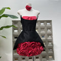 Designers Three-dimensional Floral Fishbone Bandeau Dress With Contrasting Colors