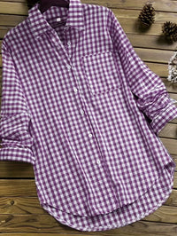 Plaid Long-sleeved Long-sleeved Long-sleeved Shirt With Buttons For Women