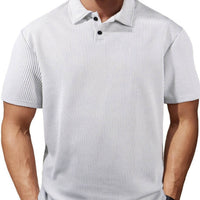 Men's Casual Striped Lapel Short Sleeve