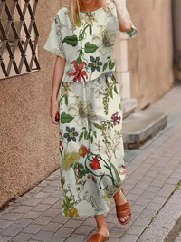 Casual Fashionable Loose-fitting Short-sleeve Crew-neck T-shirt And Pants Set