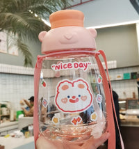 Rabbit Series Straw Children Student Cute Strap Water Bottle