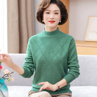 Mock Neck Sweater Mom's Fashionable Pullover Bottoming Shirt