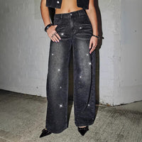 Studded Trendy Curvy Girl Friendly Wide-leg Skinny Jeans