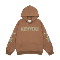 Men's Autumn And Winter High Street Fashion Design Five-pointed Star Fleece-lined Pullover