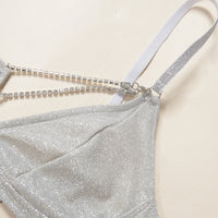 Women's Fashion Rhinestone Mesh Bandeau Bikini Set