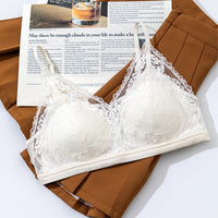 French Lace Backless Sexy Teardrop-Cup Thin-Cup Push-Up Anti-Sag Wireless Deep-V Beautiful-Back Bra