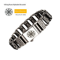 Nordic Viking Rune Compass Totem Titanium Steel Bracelet