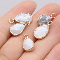 Natural Stone Drop-shaped Gold-plated Edge Pendant