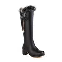 Womens Tall Fleece-lined Cotton Over-the-knee Boots